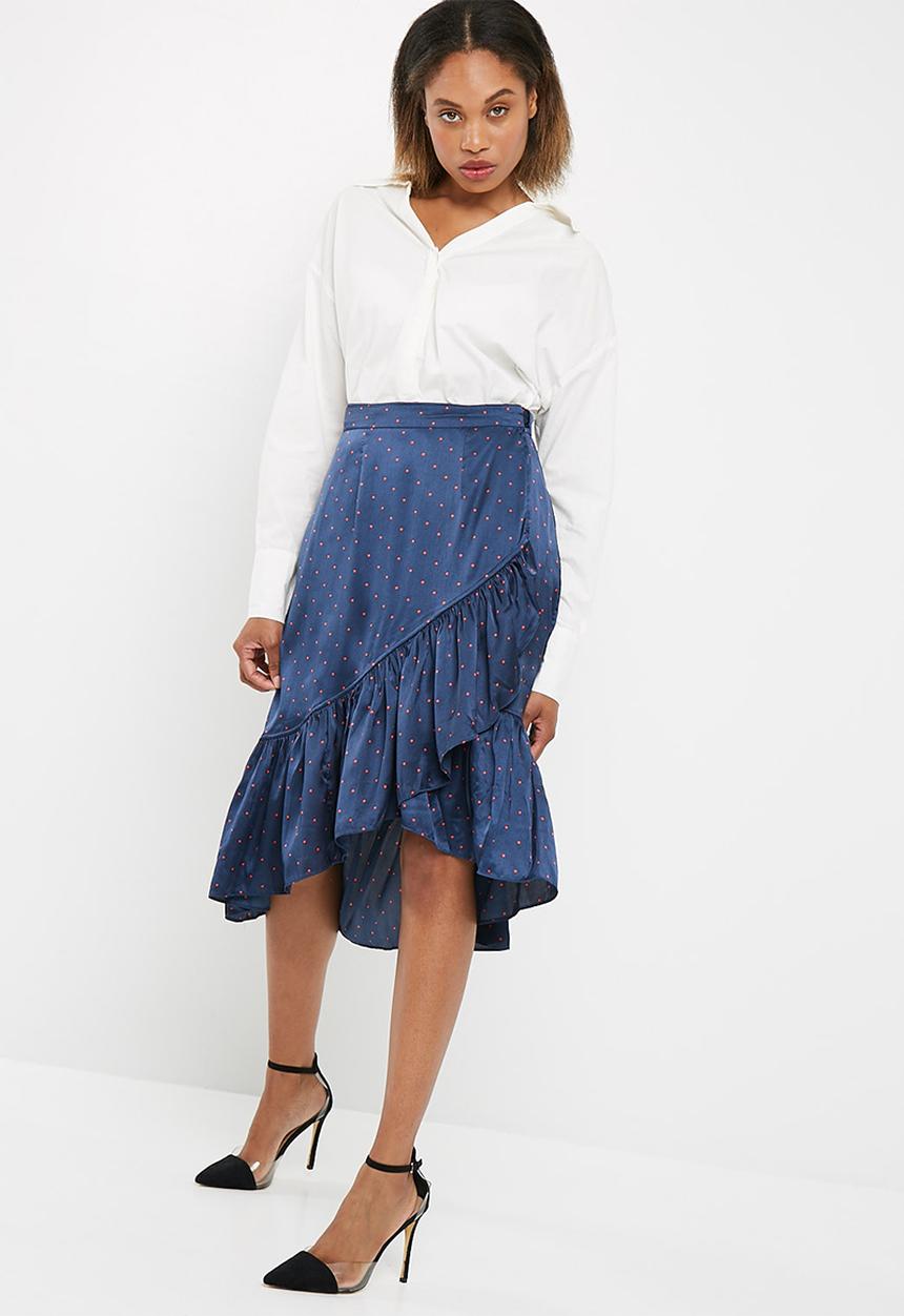 Vero Moda - Henna satin wrap skirt