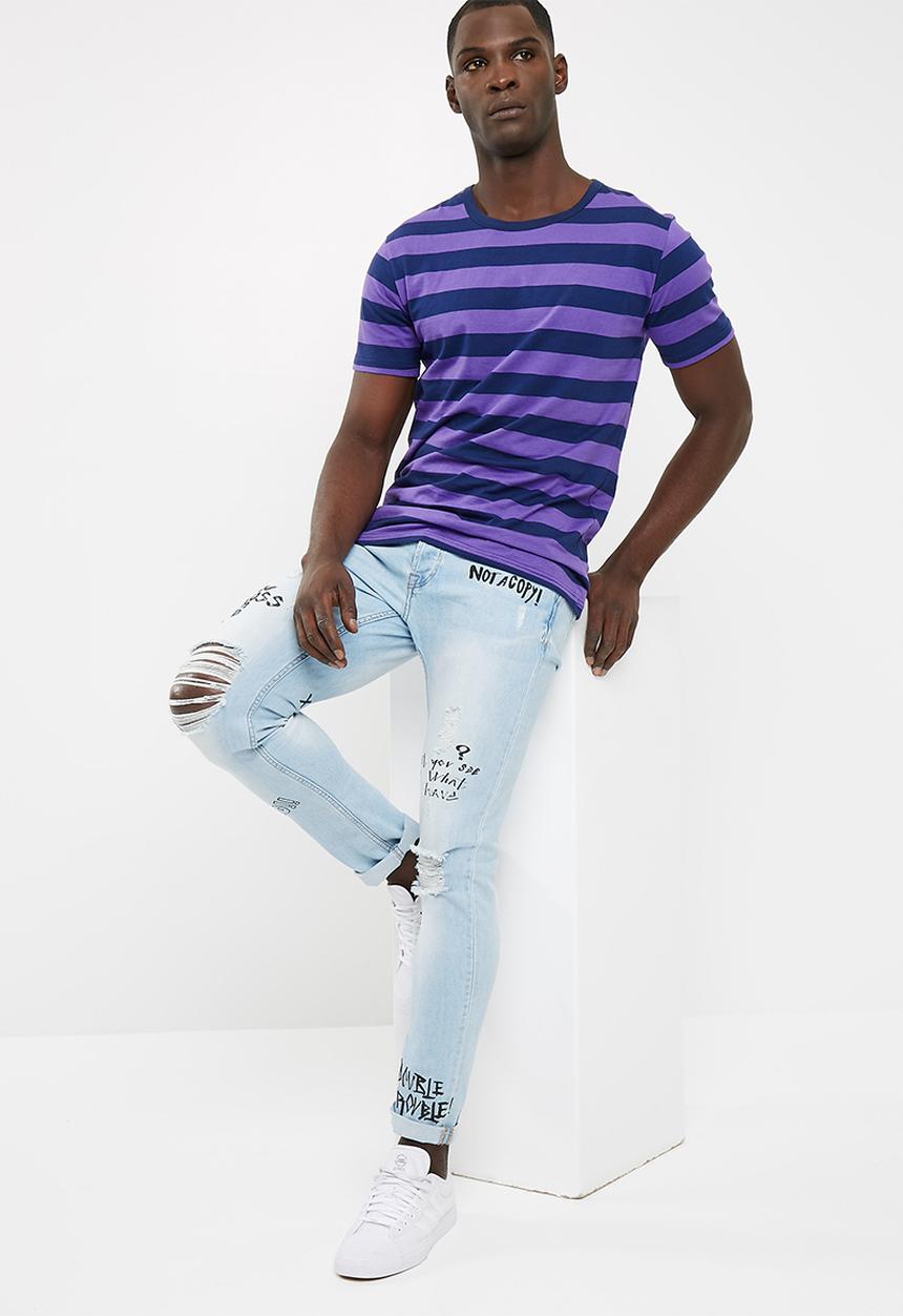 basicthread - Striped crew neck tee