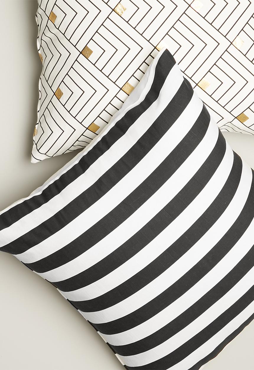 Sixth Floor - Classic stripe printed cushion cover - black & white