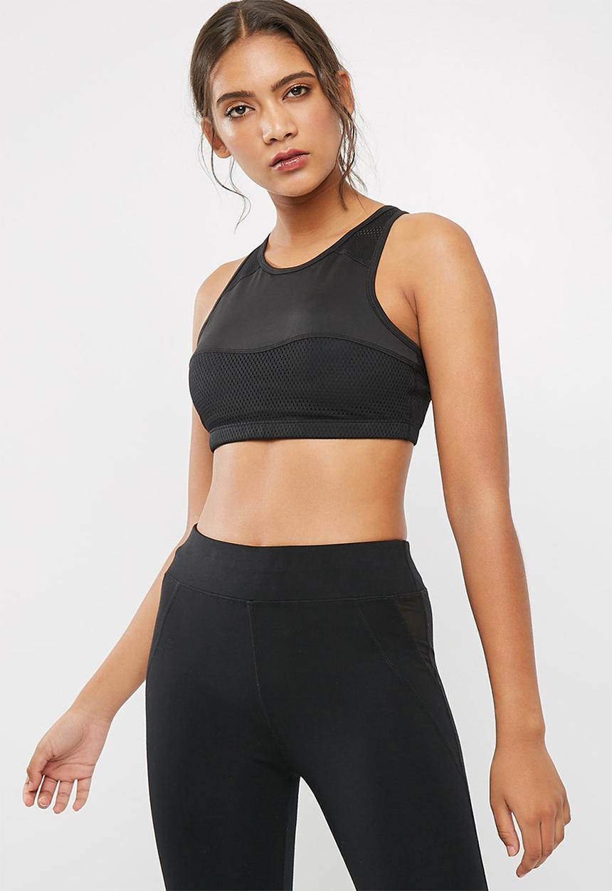 dailyfriday - Mesh inset crop top - black