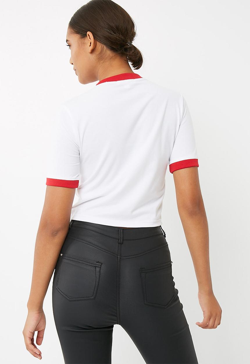 Missguided - Red trim heart chest detail 