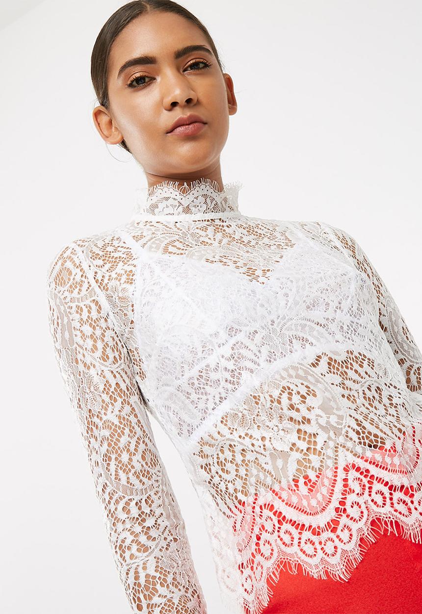 Missguided - High neck eyelash soft lace blouse