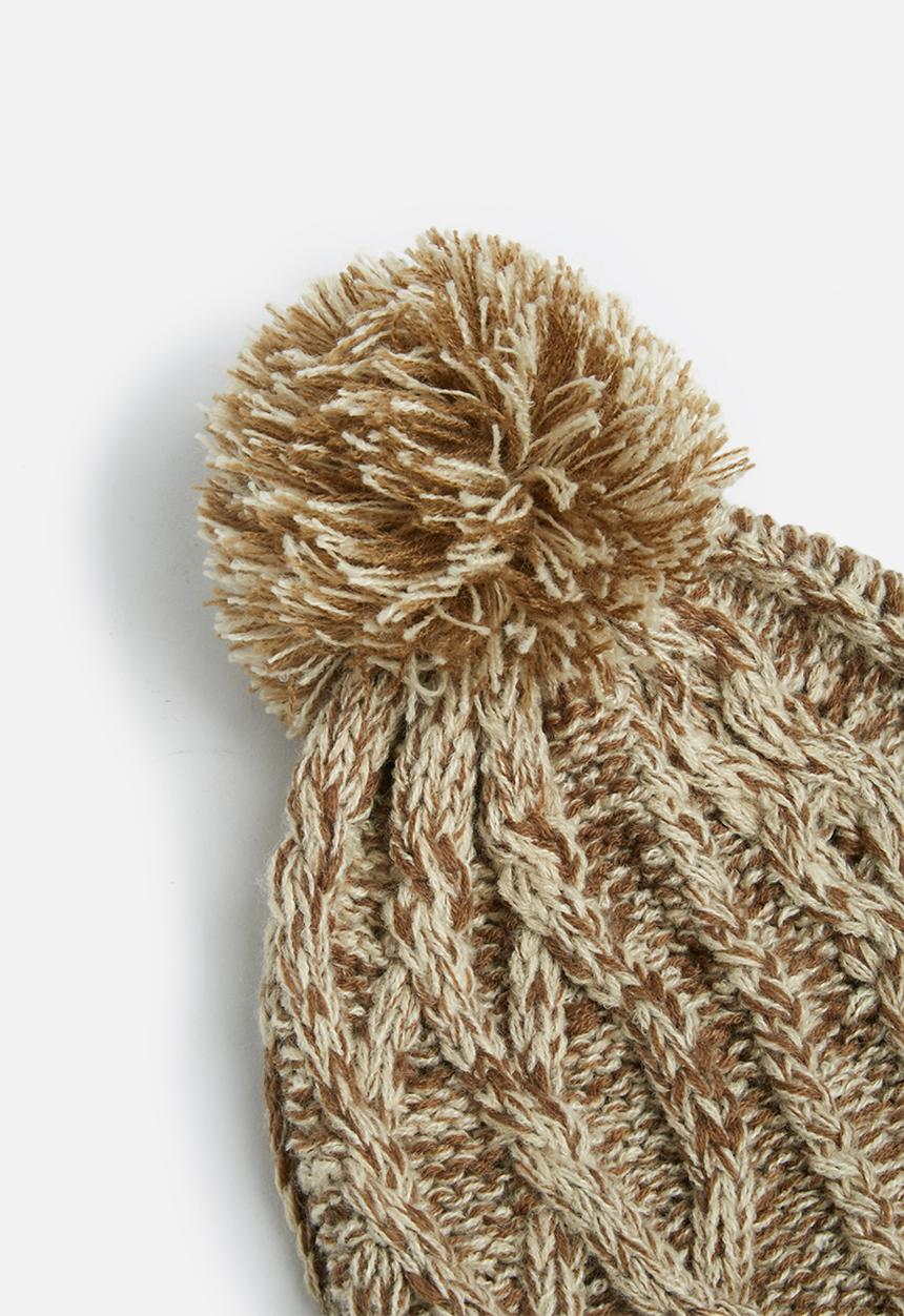 basicthread - Cabled melange beanie - beige