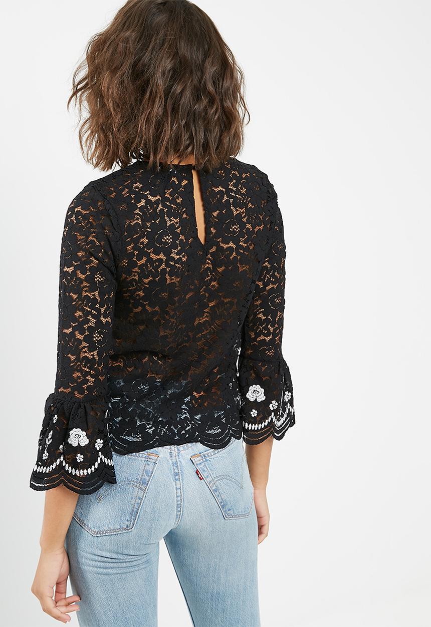 New Look - Mono embroidered lace top