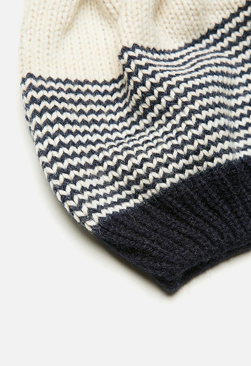 basicthread - Striped pom-pom beanie