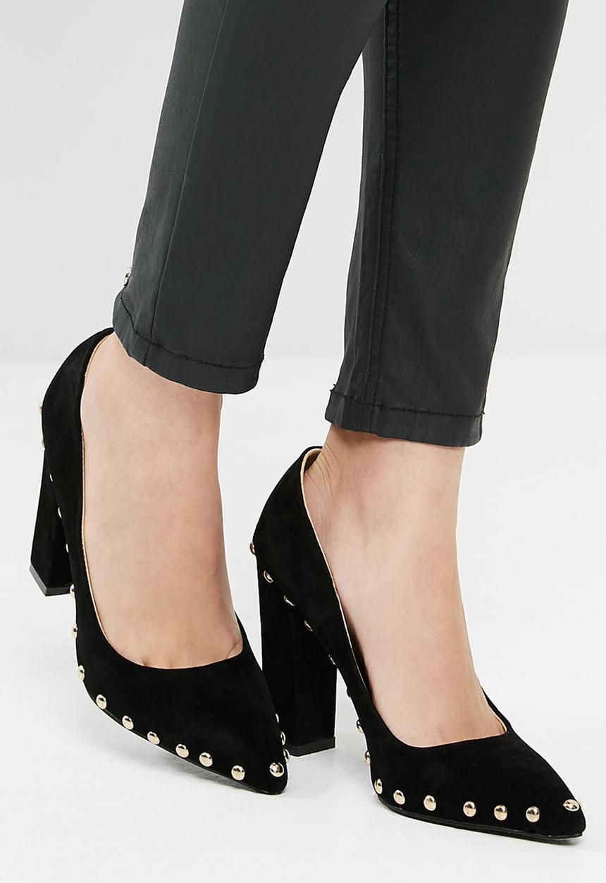 Missguided - Stud detail block heel pointed court shoe
