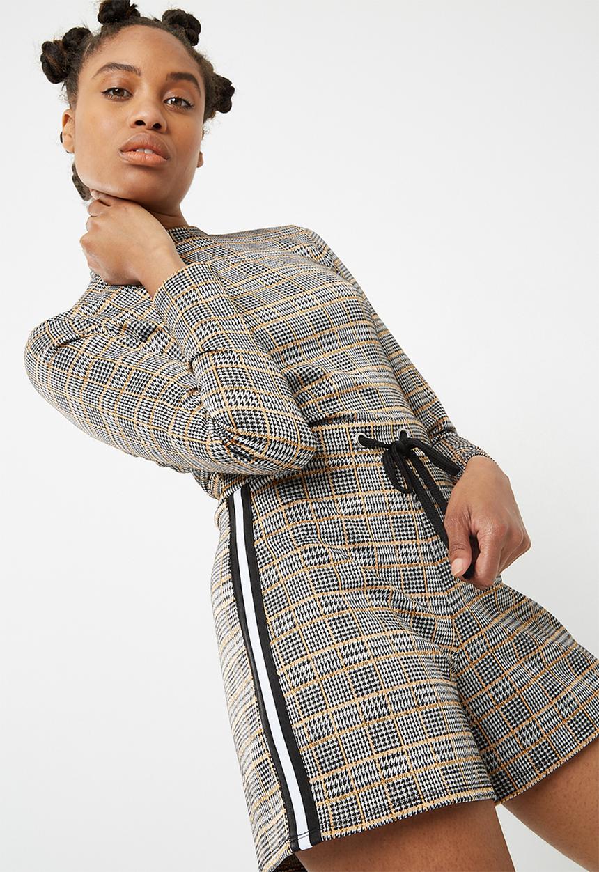 dailyfriday - Check long sleeve playsuit