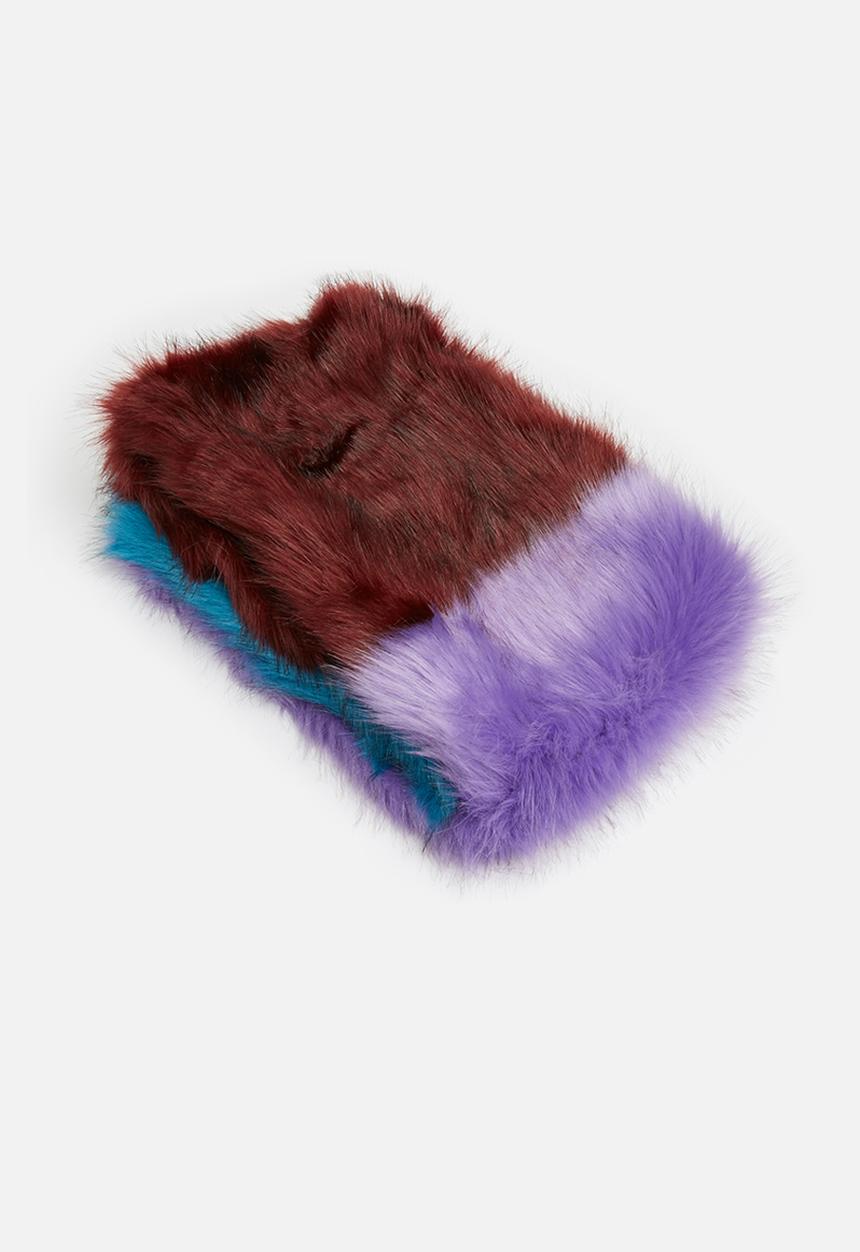 Missguided - Colour block faux fur shawl