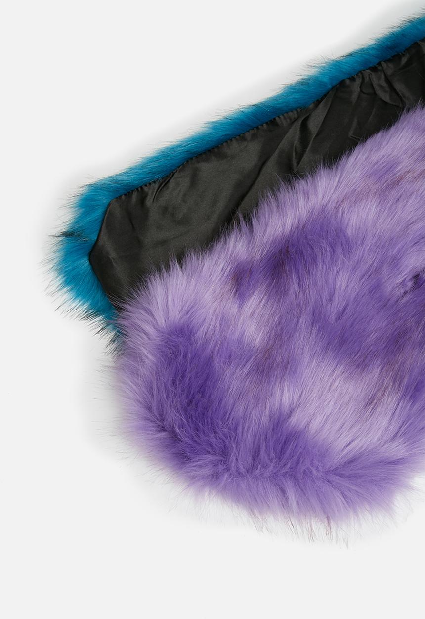 Missguided - Colour block faux fur shawl