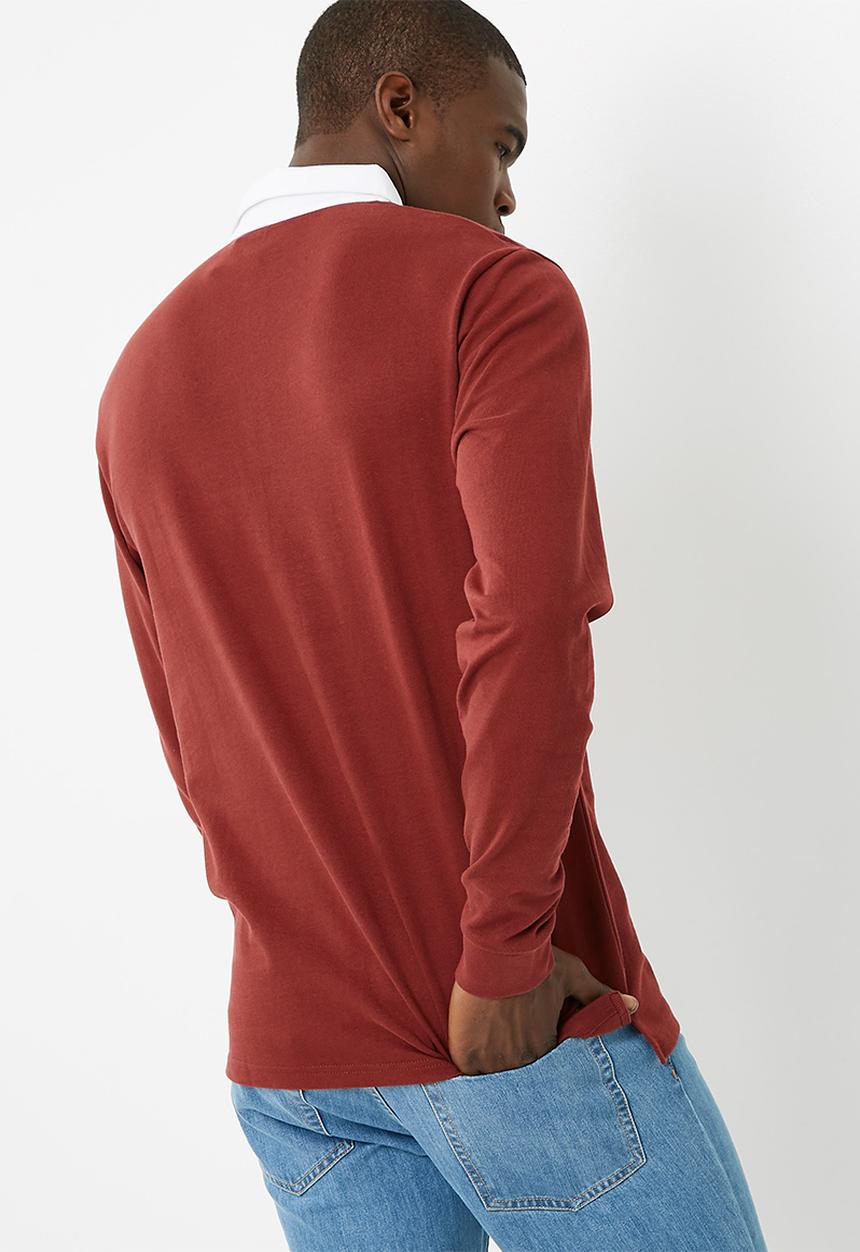 basicthread - Colour blocked rugby jersey - red