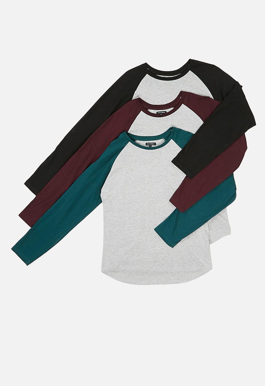 basicthread - Raglan curved hem slim tee 3 pack