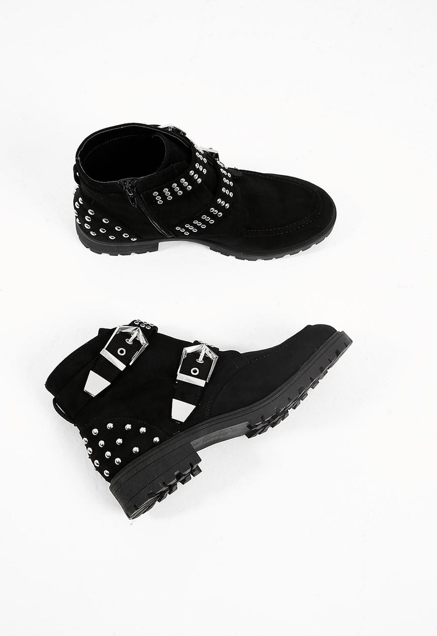 Missguided - Double buckle cleated sole biker boot