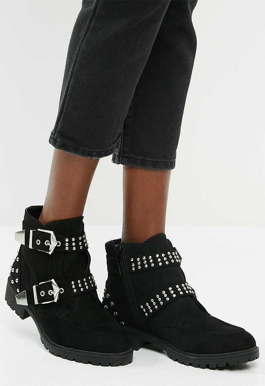 Missguided - Double buckle cleated sole biker boot