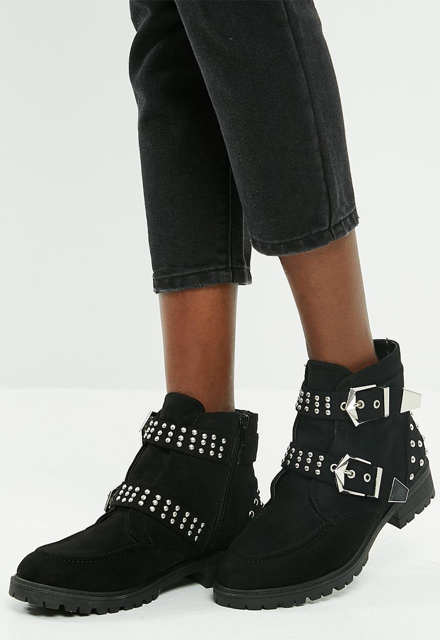 Missguided - Double buckle cleated sole biker boot