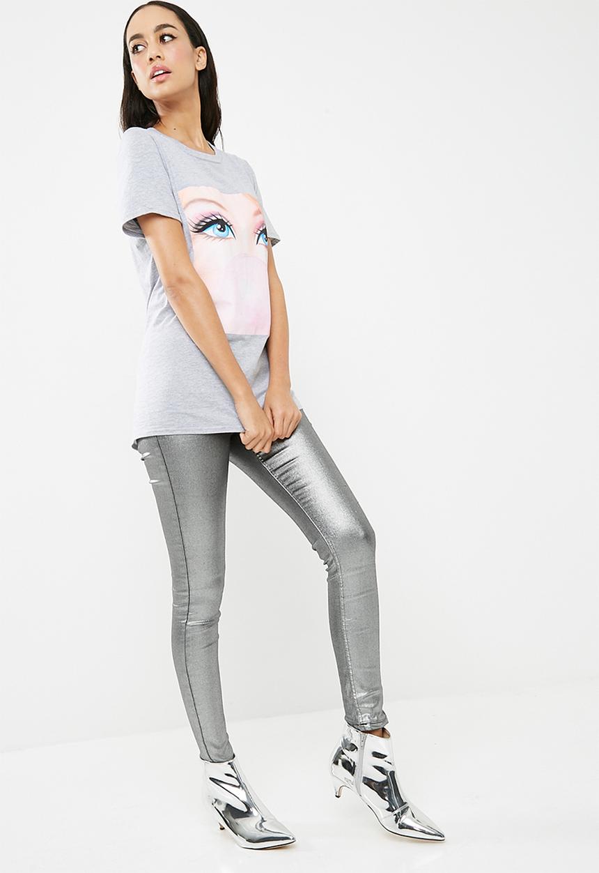 Missguided - Barbie x missguided longline graphic t-shirt 