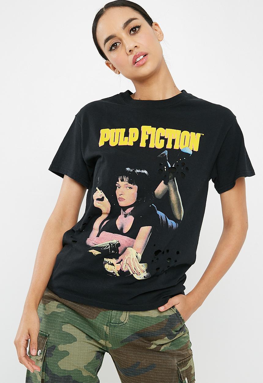 Missguided - Pulp fiction graphic distressed oversized t-shirt