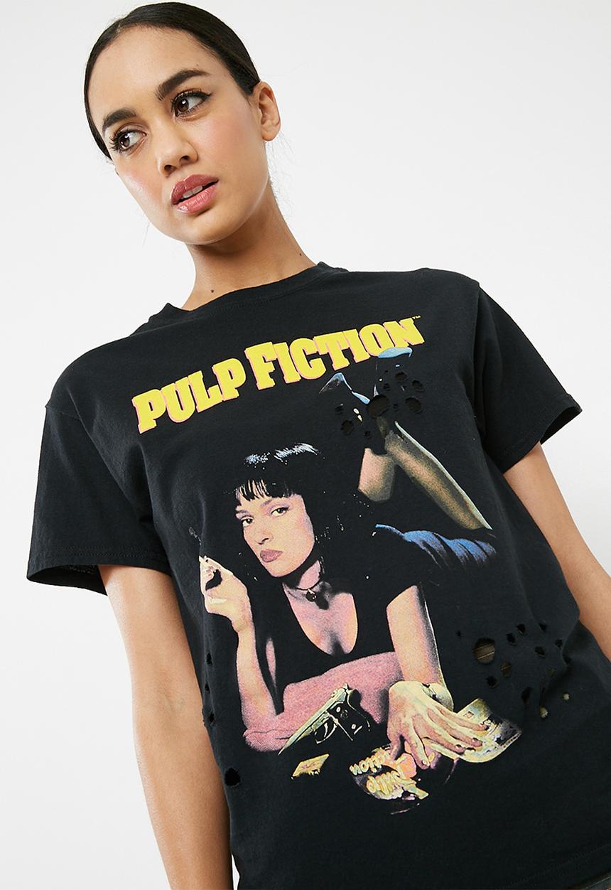 Missguided - Pulp fiction graphic distressed oversized t-shirt