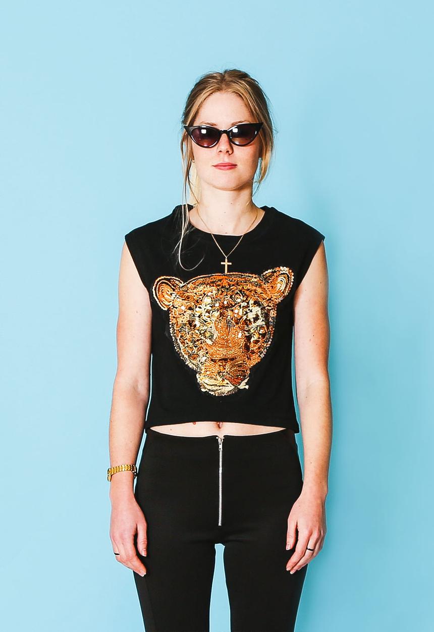 A-LIST, Lundun & Quay - Tiger Crop Top – Black & Gold