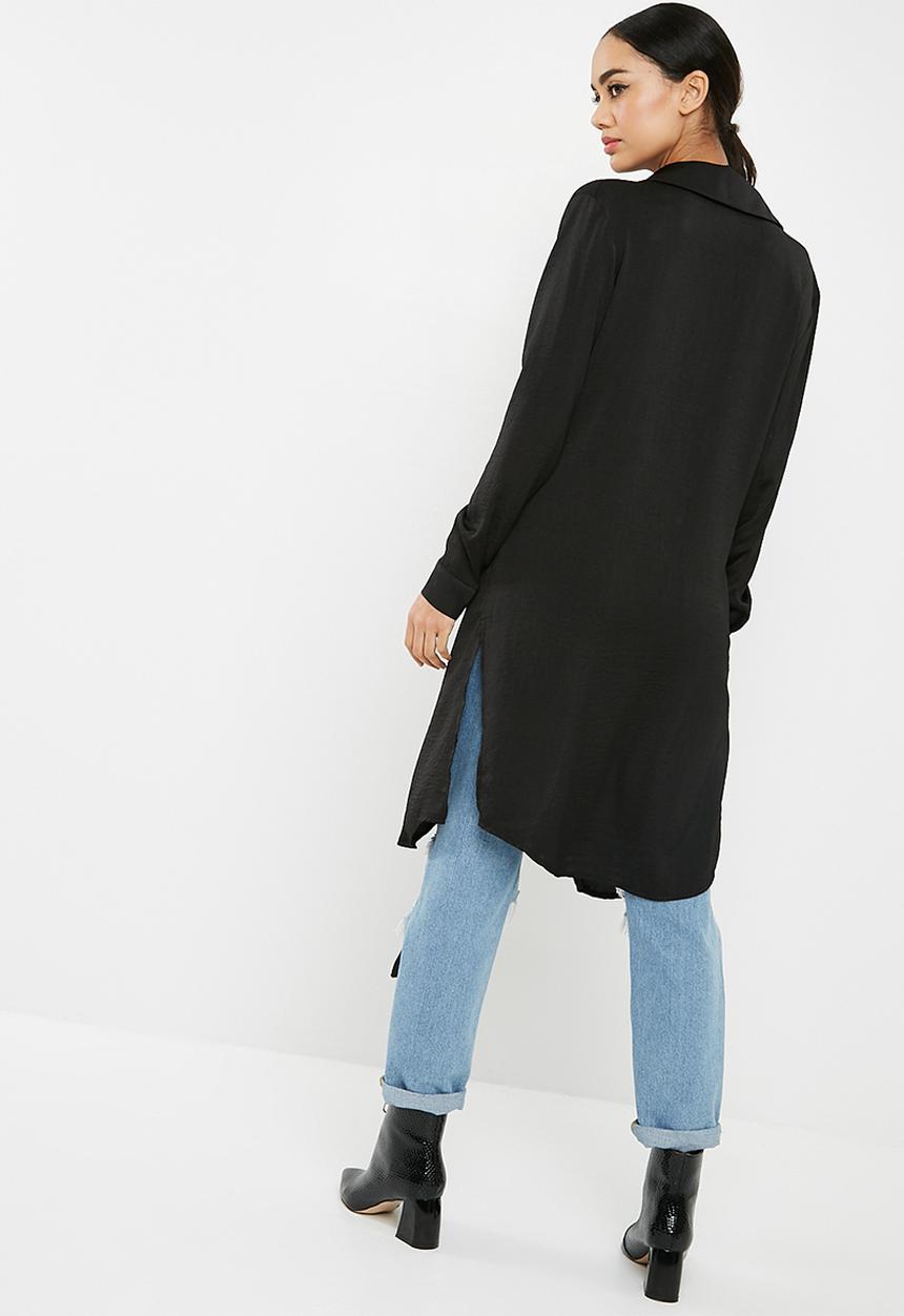 Missguided - Satin twist front longline shirt