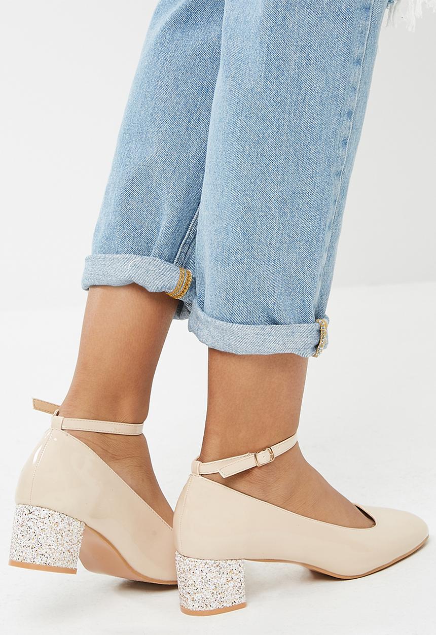 dailyfriday - Glitter block heel - nude
