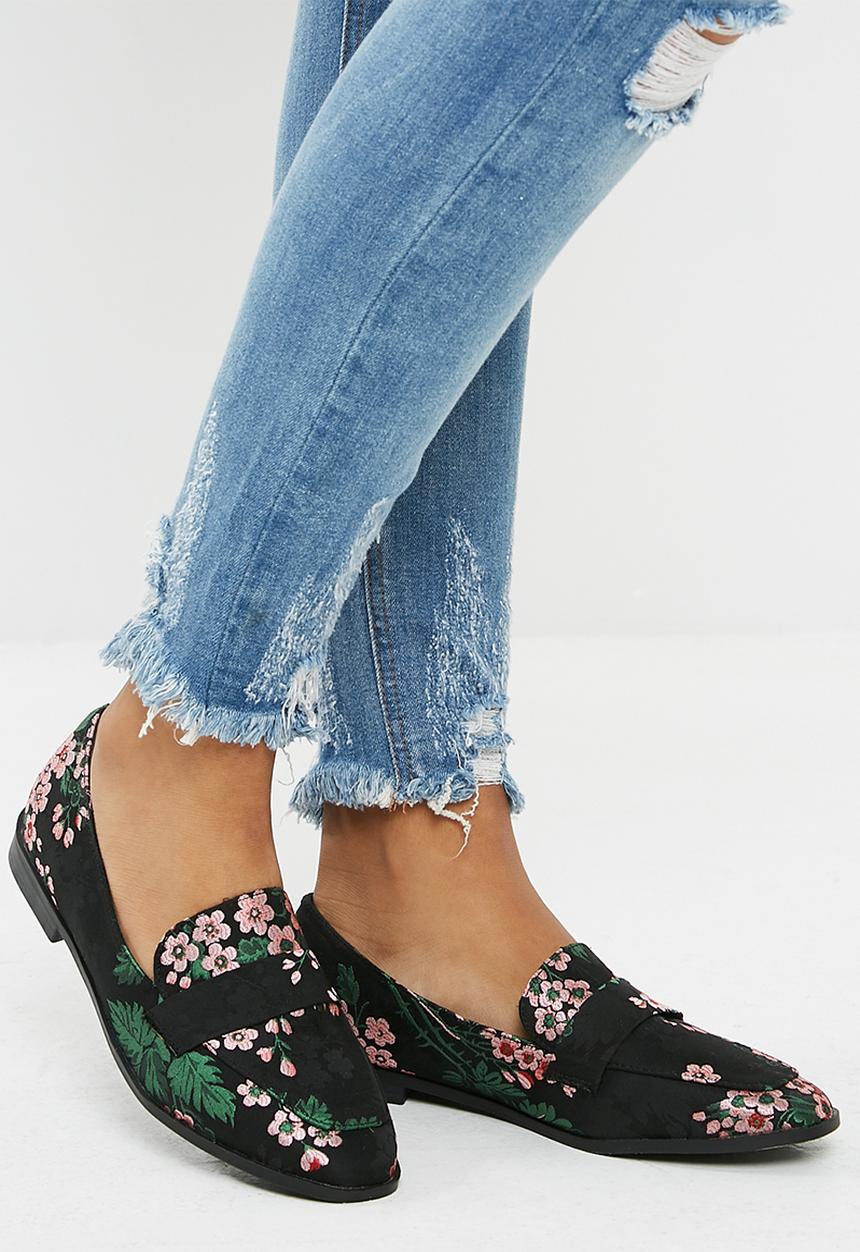 dailyfriday - Floral slip on loafer - black