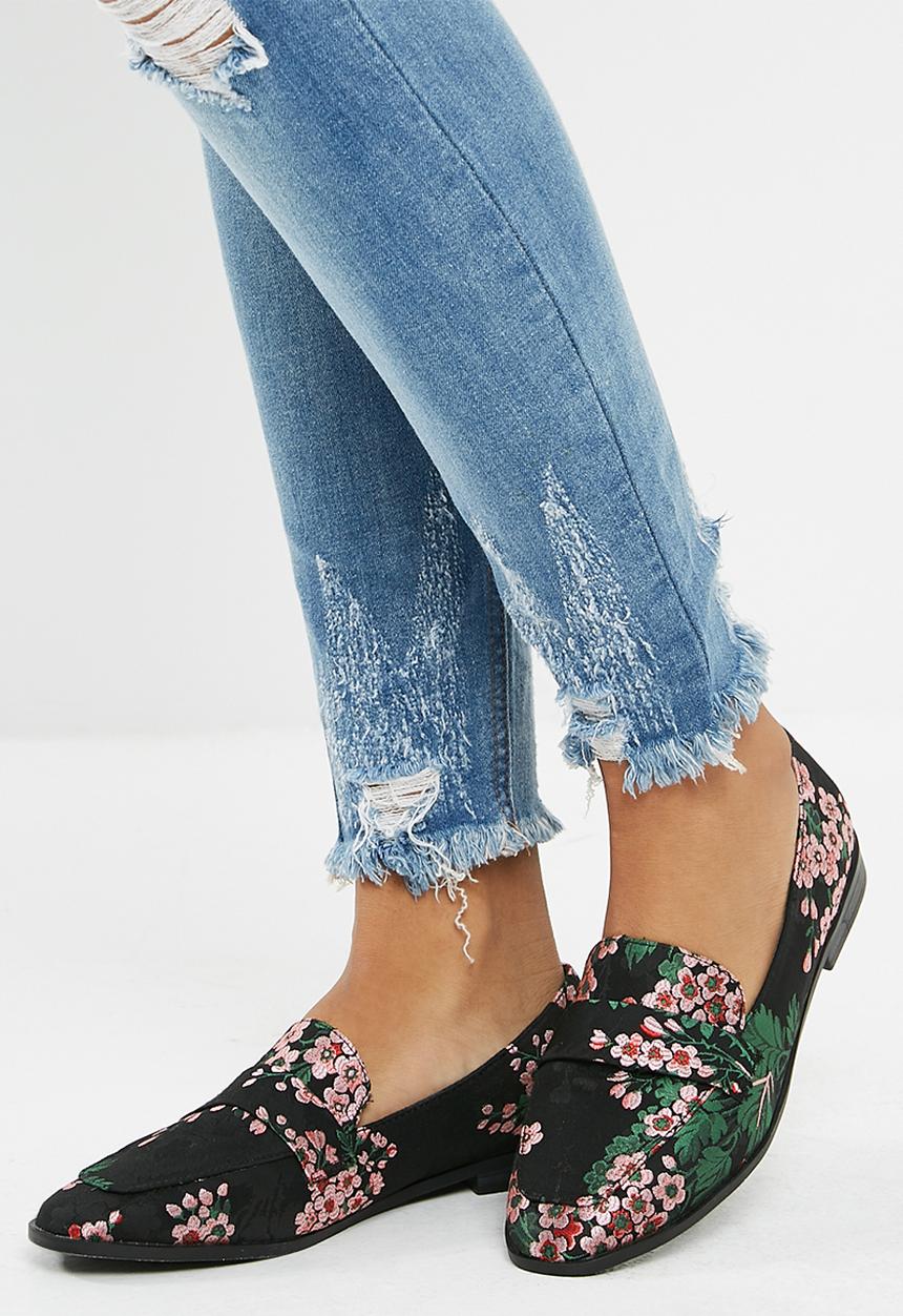 dailyfriday - Floral slip on loafer - black