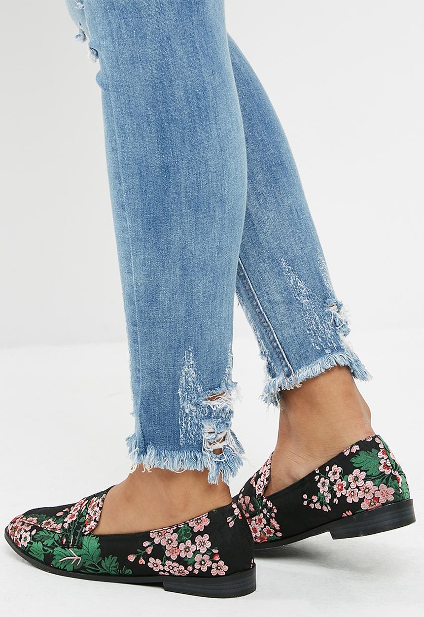 dailyfriday - Floral slip on loafer - black