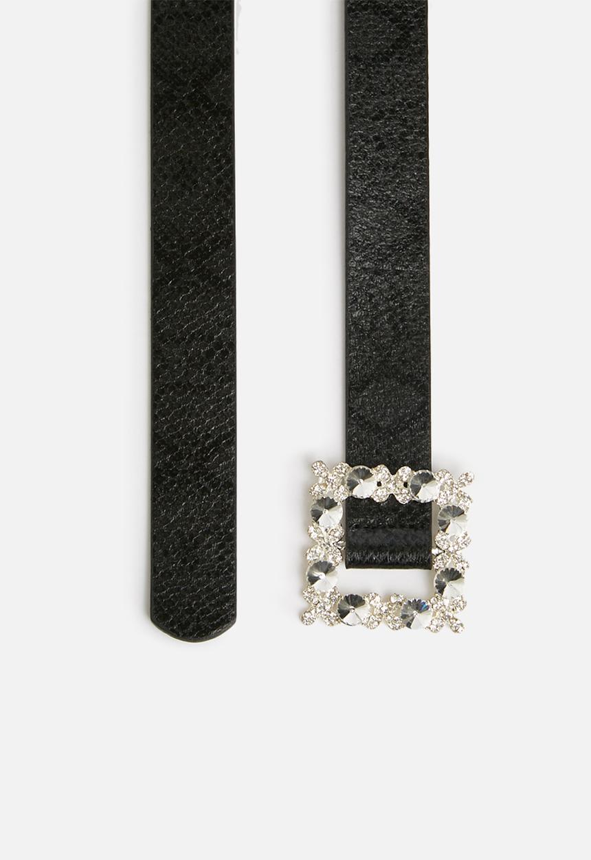 Missguided - Diamante square buckle belt