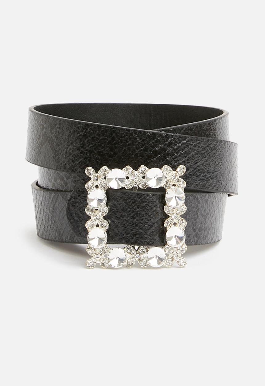 Missguided - Diamante square buckle belt