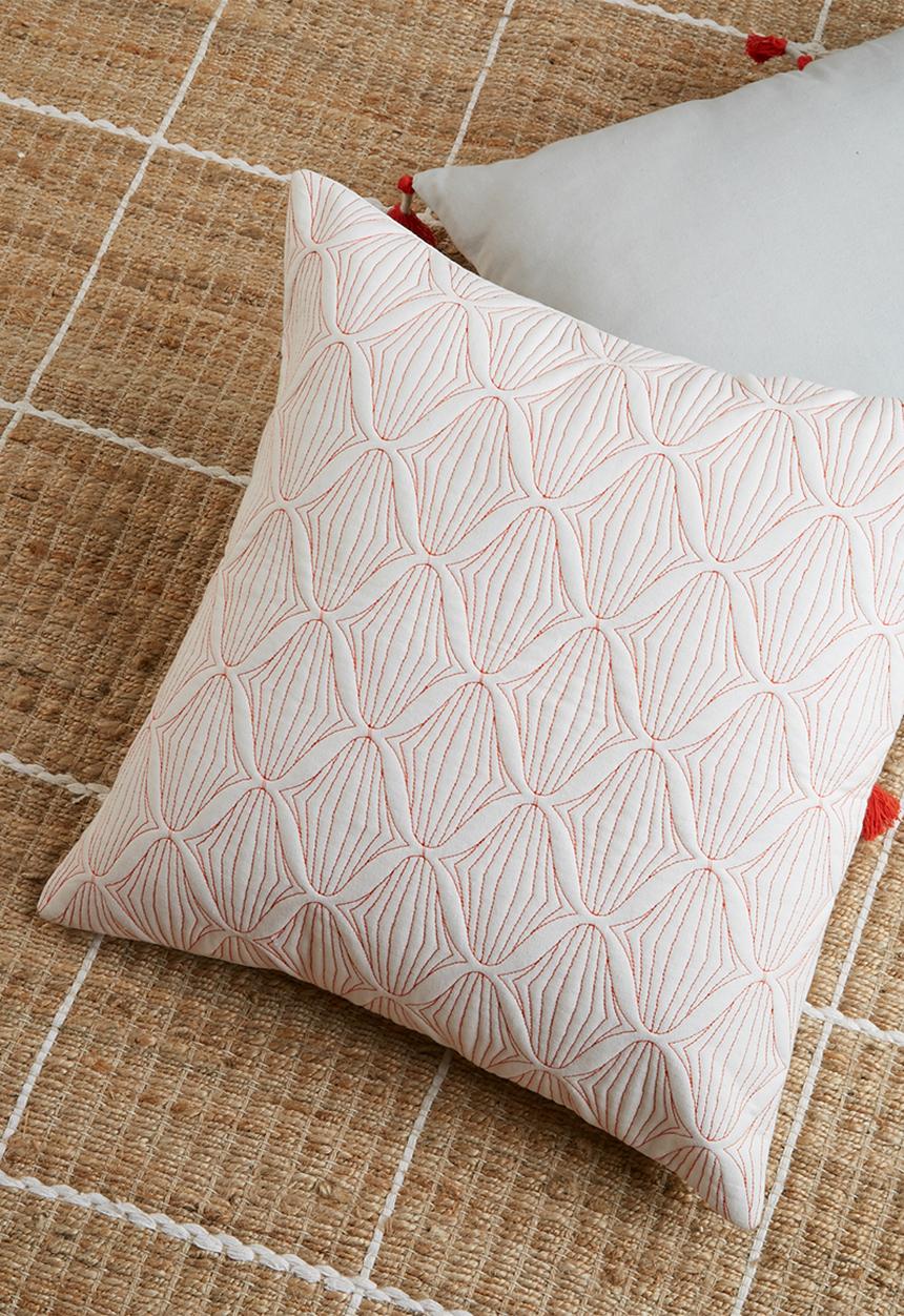 Sixth Floor - Ritz quilted cushion cover - orange & white