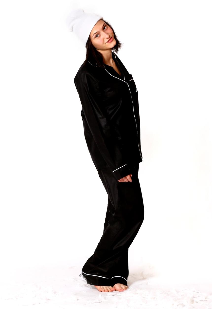 Anna-Louise Sleepwear - Silky Cotton Sleepwear Set – Black