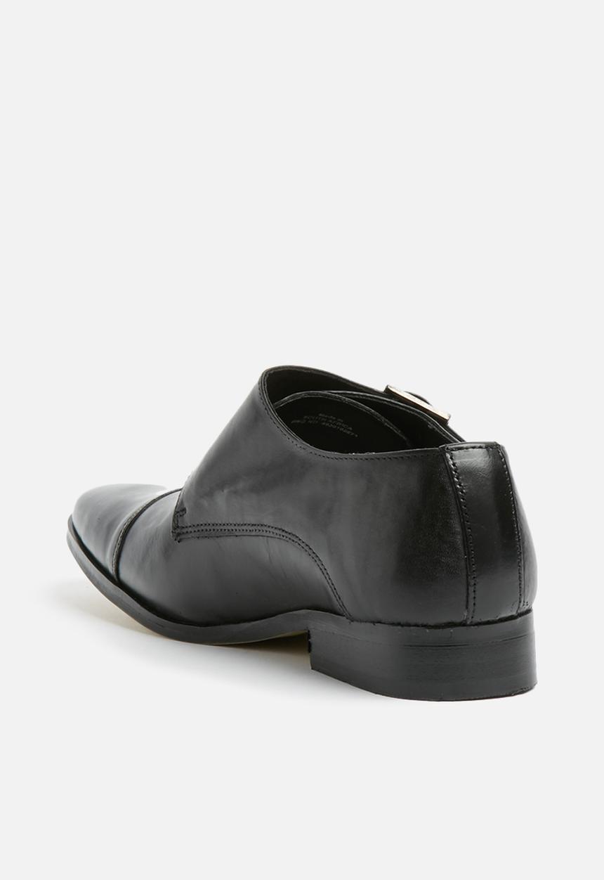basicthread - Bradley leather double monk strap - black