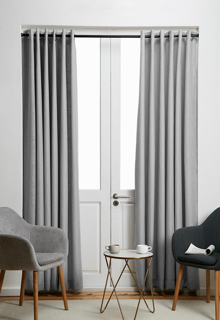Sixth Floor - Slub lined eyelet curtain 2 pack - grey