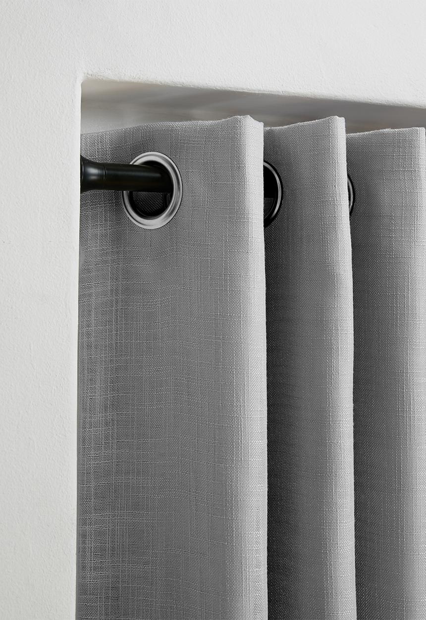 Sixth Floor - Slub lined eyelet curtain 2 pack - grey