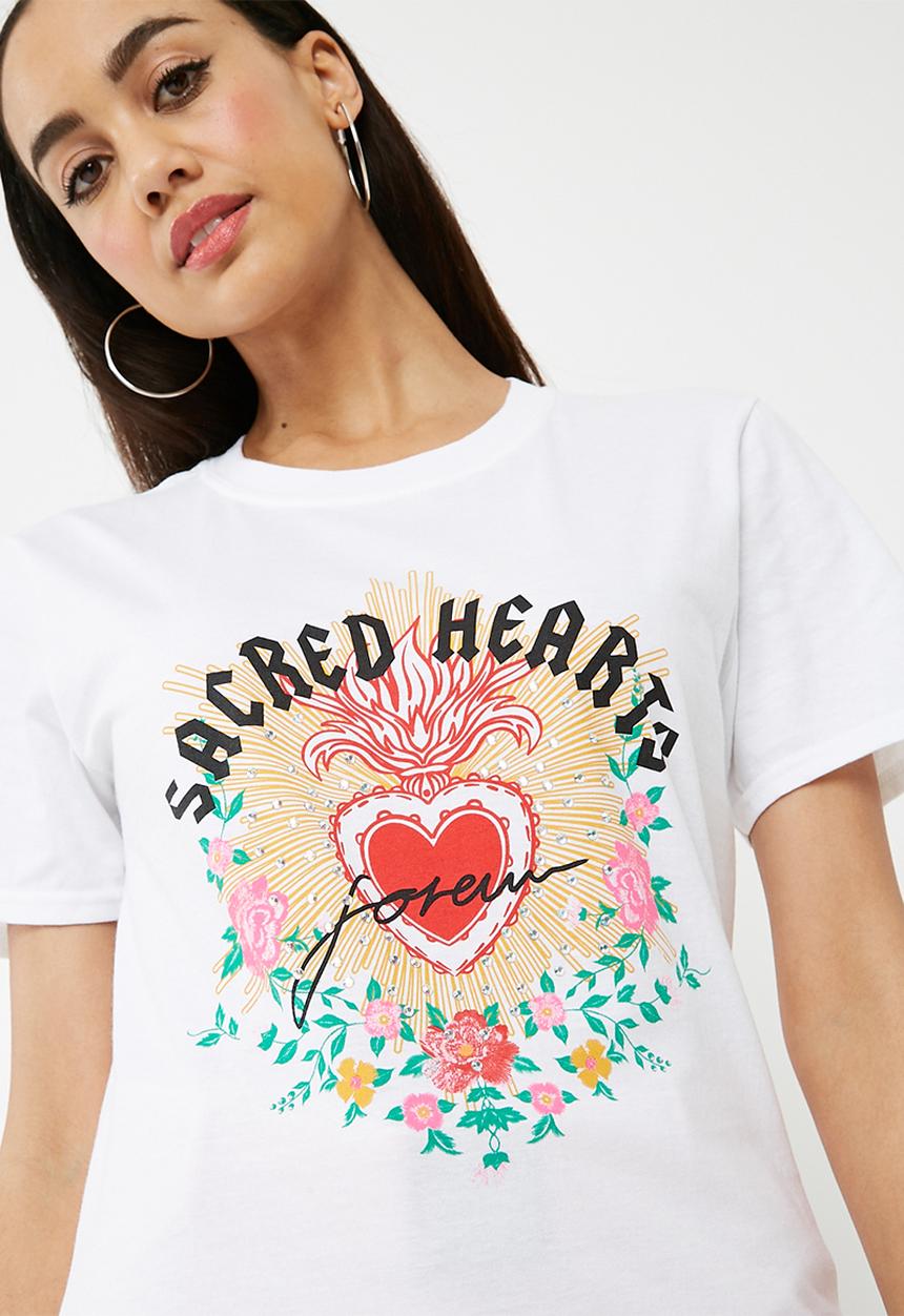 Missguided - Sacred hearts slogan t-shirt