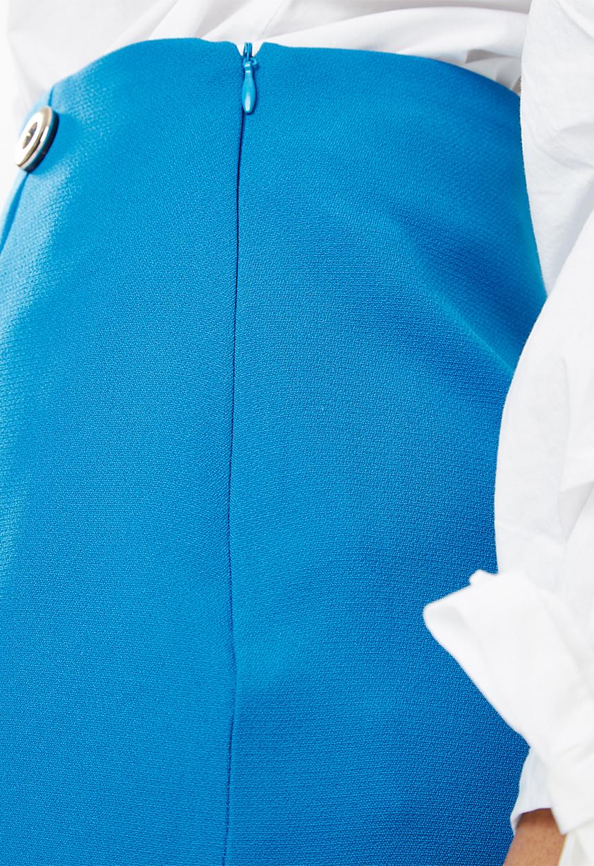 Missguided - Silver button down mini skirt - blue