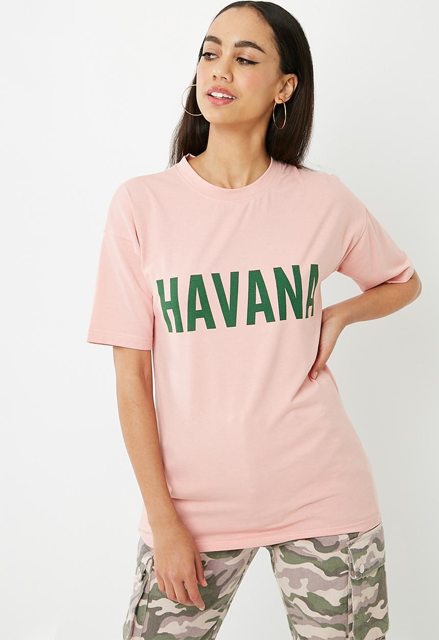 Missguided - Havana' slogan T-shirt - pink