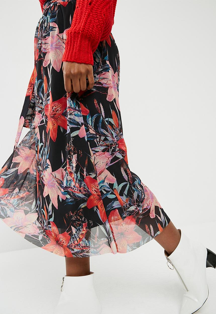 Pieces - Odina mesh floral midi skirt