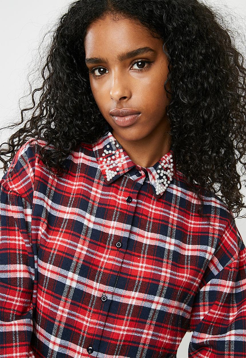 dailyfriday - Embellished shirt - red check