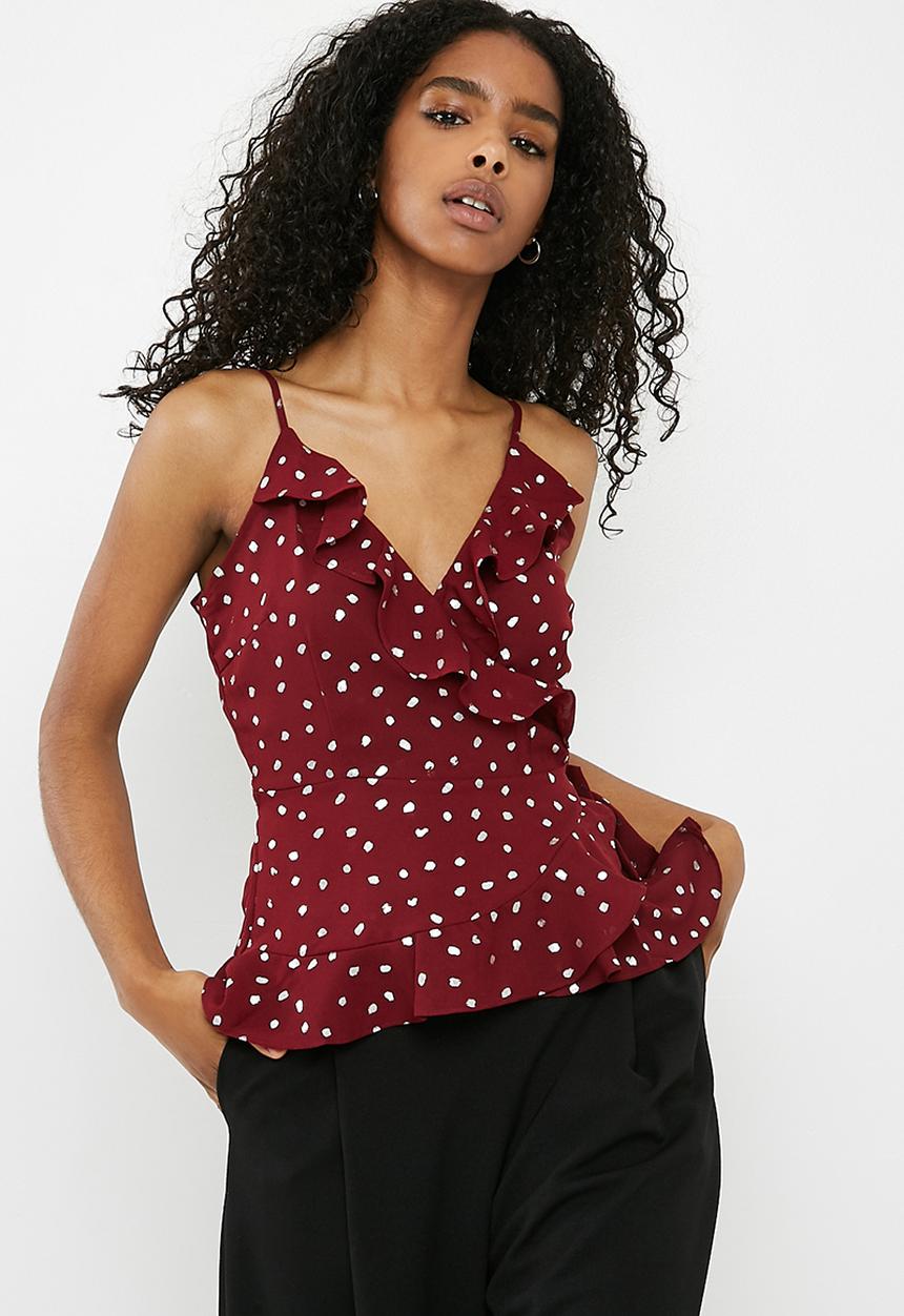 Vero Moda - Henna dot foil wrap singlet