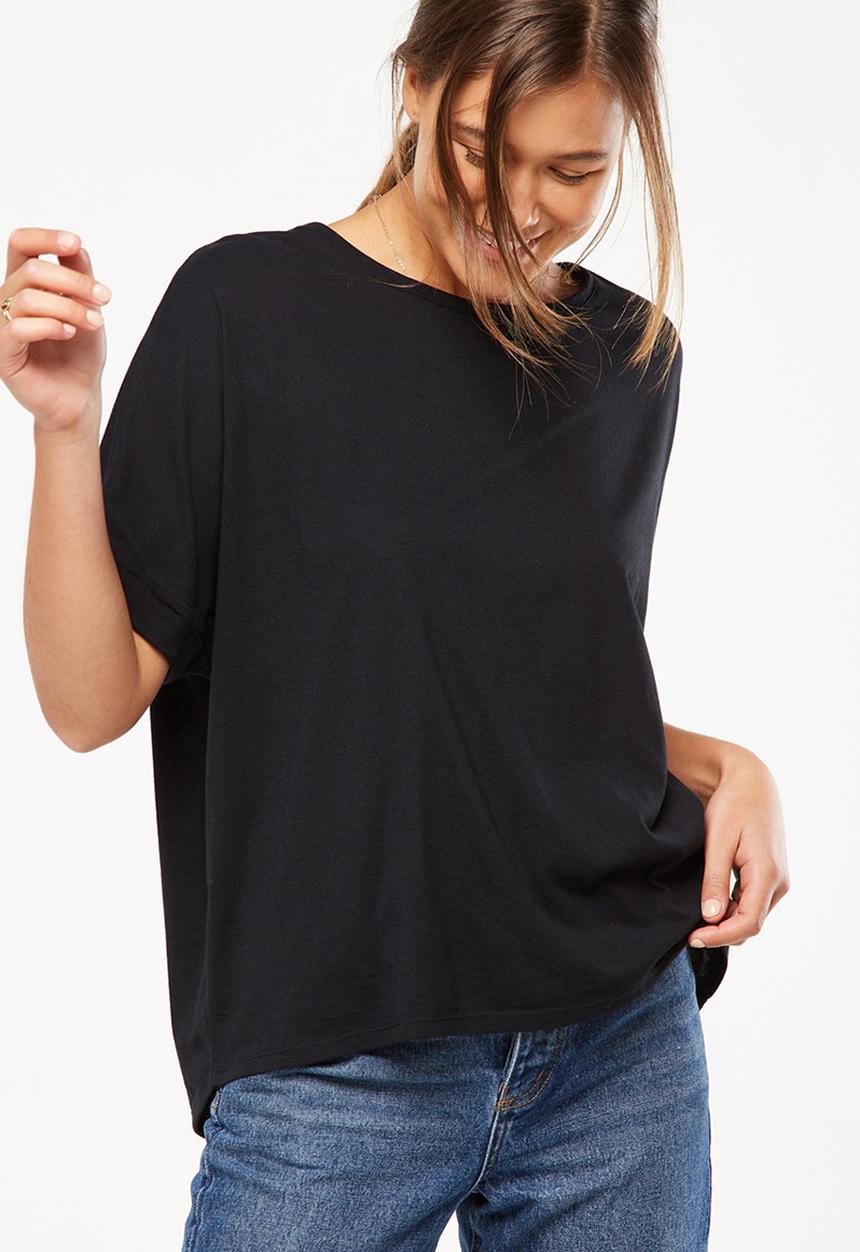 Cotton On - Shilah oversized roll sleeve tee - black