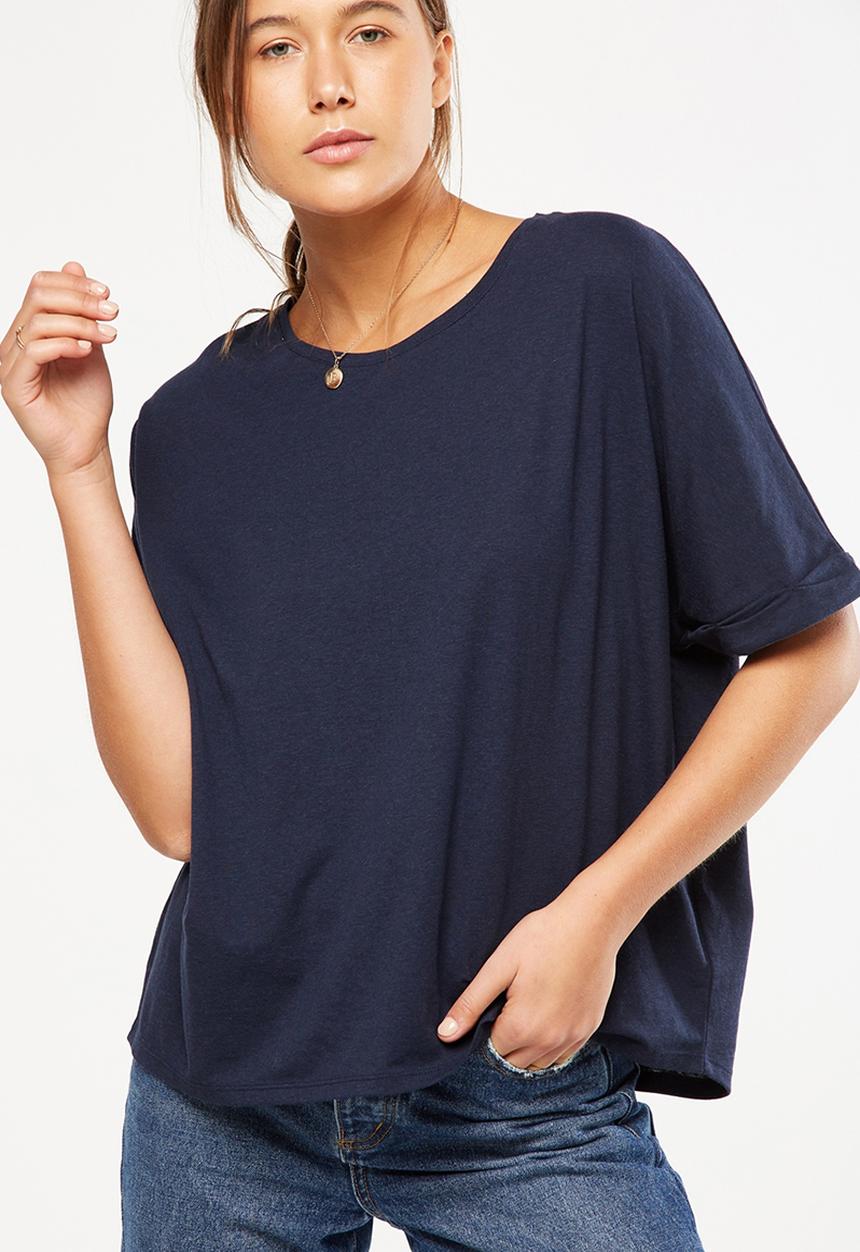 Cotton On - Shilah oversized roll sleeve tee - navy
