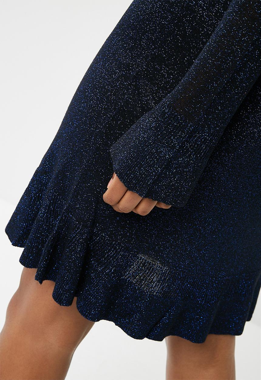ONLY - Kamilla long sleeve knit dress - black & blue glitter