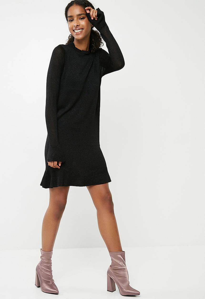 ONLY - Kamilla long sleeve knit dress - black glitter
