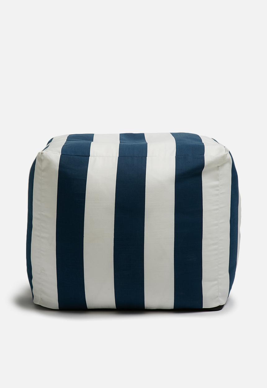 Sixth Floor - Stripe ottoman - navy & white