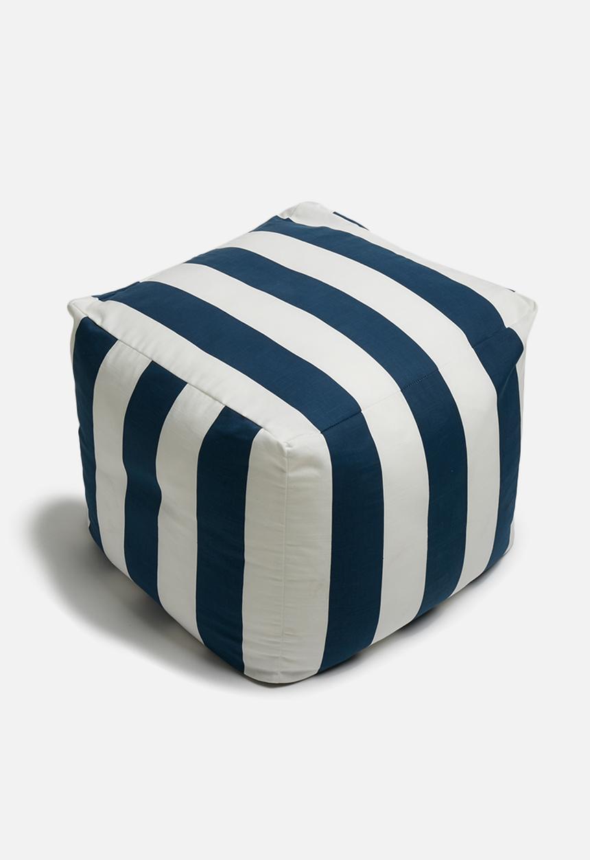 Sixth Floor - Stripe ottoman - navy & white