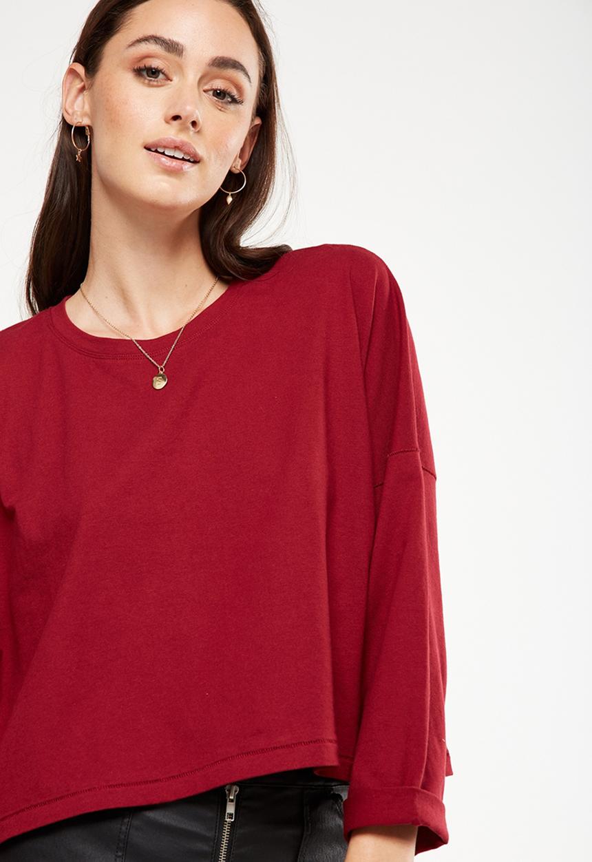 Cotton On - Joanie chop boxy long sleeve - red