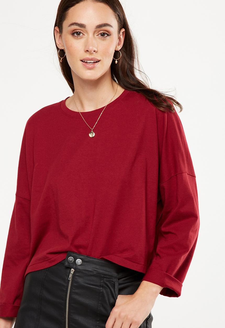 Cotton On - Joanie chop boxy long sleeve - red