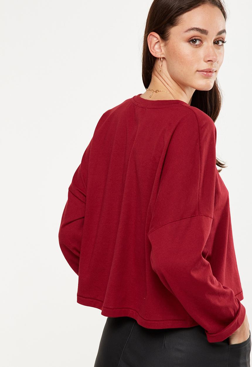 Cotton On - Joanie chop boxy long sleeve - red