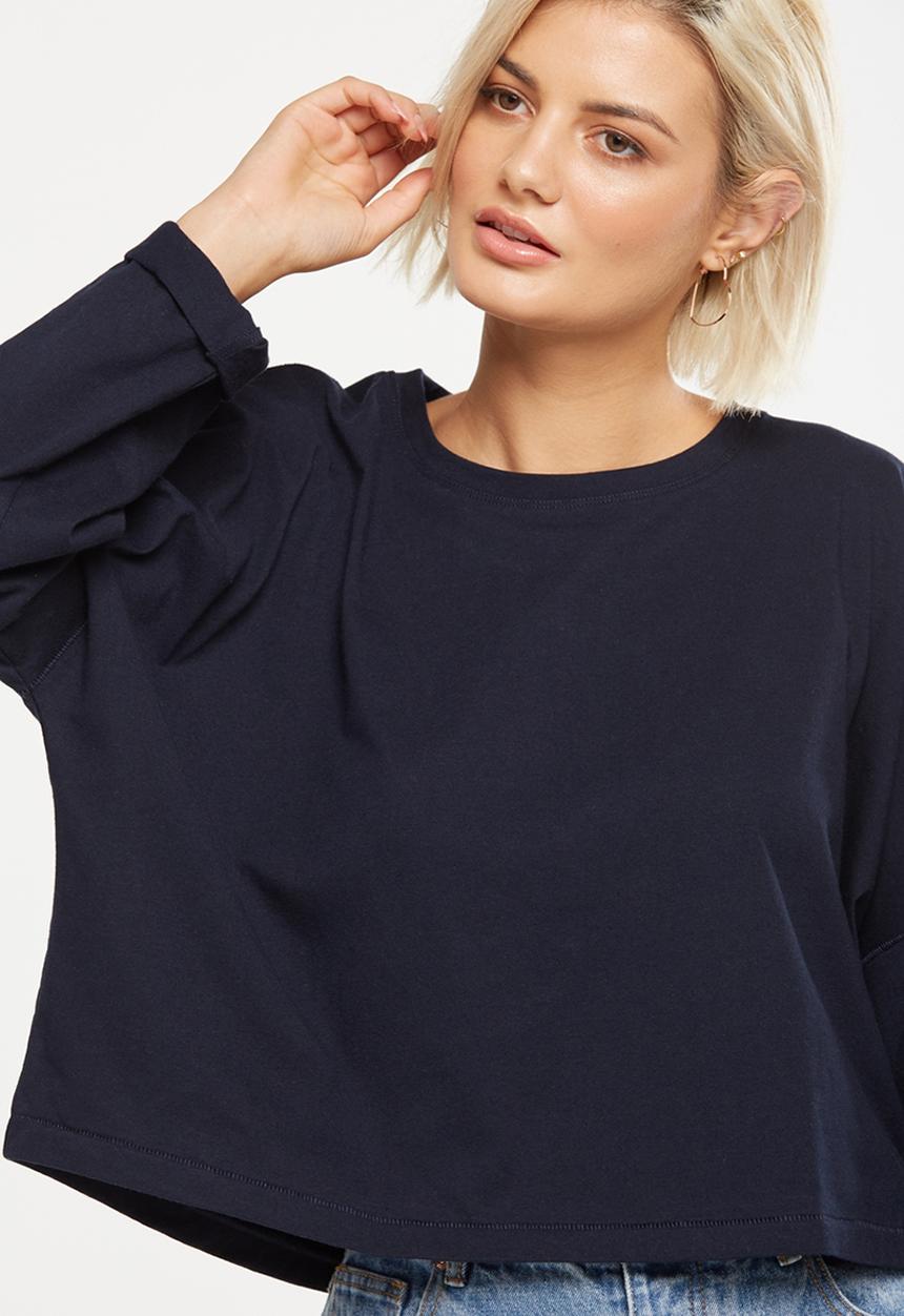 Cotton On - Joanie chop boxy long sleeve - navy 